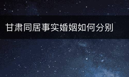 甘肃同居事实婚姻如何分别