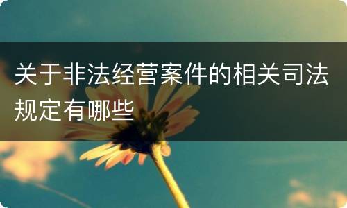 关于非法经营案件的相关司法规定有哪些