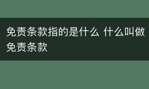 免责条款指的是什么 什么叫做免责条款