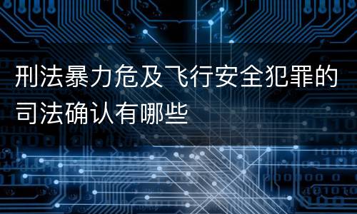 刑法暴力危及飞行安全犯罪的司法确认有哪些