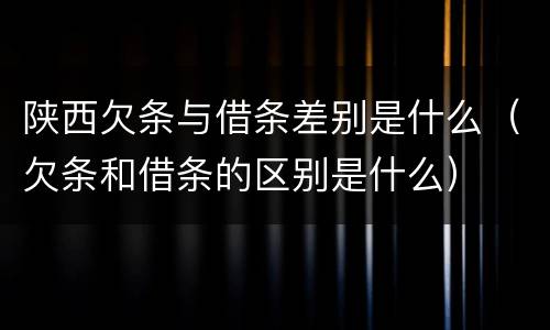 陕西欠条与借条差别是什么（欠条和借条的区别是什么）