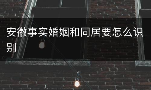 安徽事实婚姻和同居要怎么识别