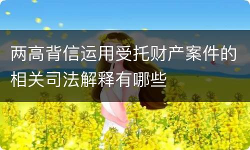 两高背信运用受托财产案件的相关司法解释有哪些