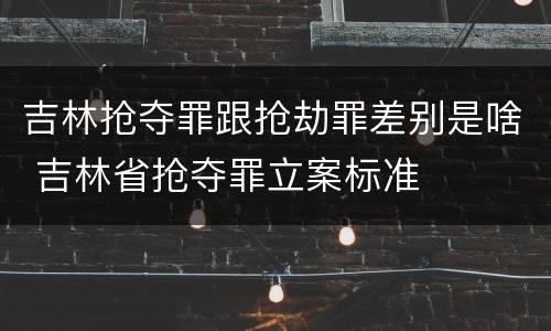 吉林抢夺罪跟抢劫罪差别是啥 吉林省抢夺罪立案标准