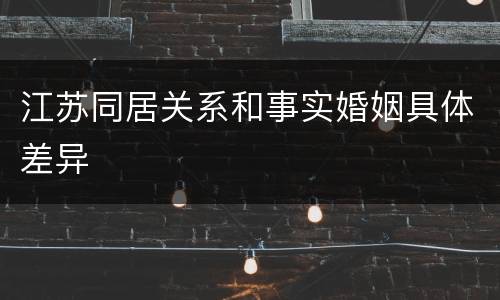 江苏同居关系和事实婚姻具体差异