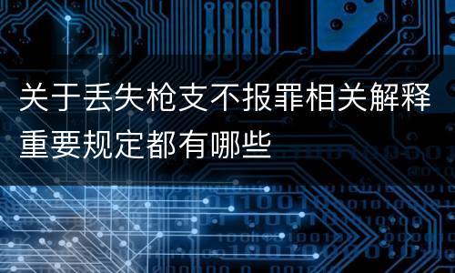 关于丢失枪支不报罪相关解释重要规定都有哪些