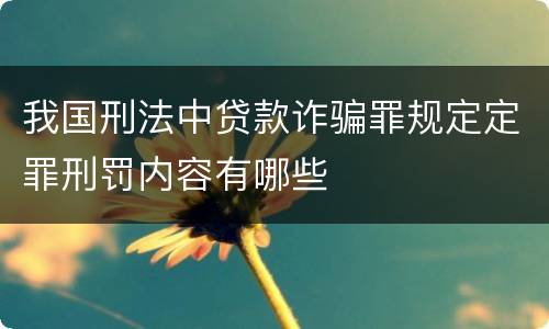 我国刑法中贷款诈骗罪规定定罪刑罚内容有哪些