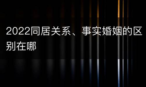 2022同居关系、事实婚姻的区别在哪