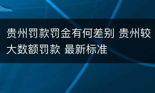 贵州罚款罚金有何差别 贵州较大数额罚款 最新标准