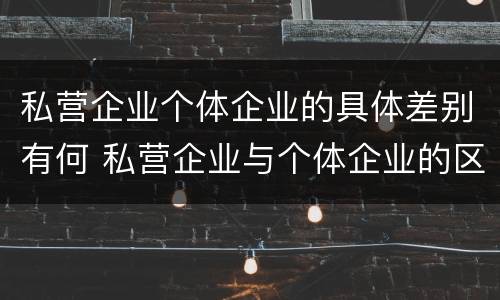 私营企业个体企业的具体差别有何 私营企业与个体企业的区别