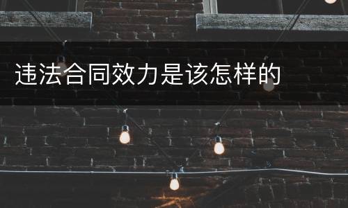 违法合同效力是该怎样的