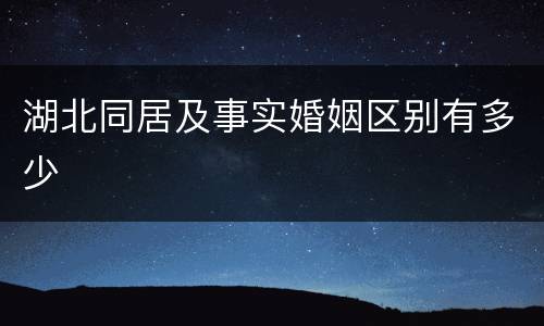 湖北同居及事实婚姻区别有多少