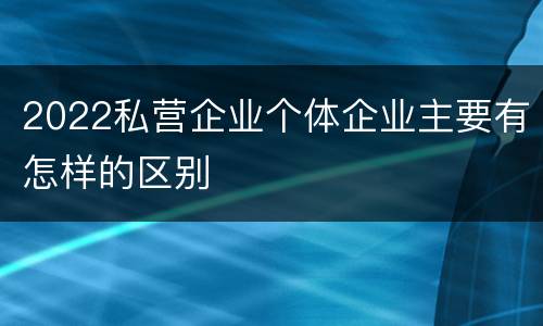 2022私营企业个体企业主要有怎样的区别