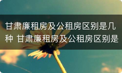 甘肃廉租房及公租房区别是几种 甘肃廉租房及公租房区别是几种类型