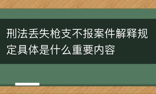刑法丢失枪支不报案件解释规定具体是什么重要内容