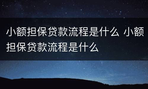 小额担保贷款流程是什么 小额担保贷款流程是什么