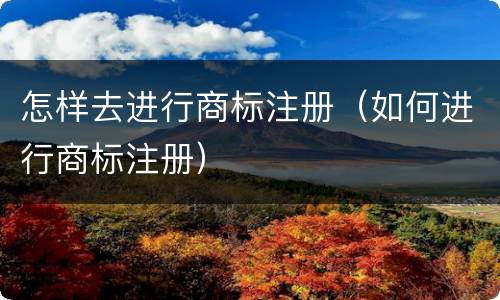 怎样去进行商标注册（如何进行商标注册）