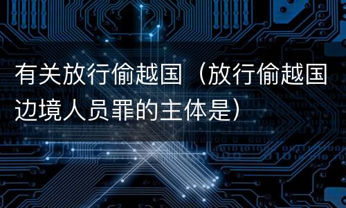 有关放行偷越国（放行偷越国边境人员罪的主体是）