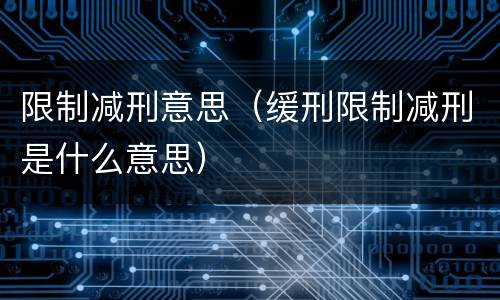 限制减刑意思（缓刑限制减刑是什么意思）