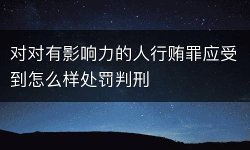 对对有影响力的人行贿罪应受到怎么样处罚判刑