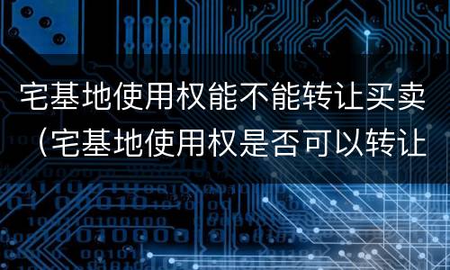 宅基地使用权能不能转让买卖（宅基地使用权是否可以转让）