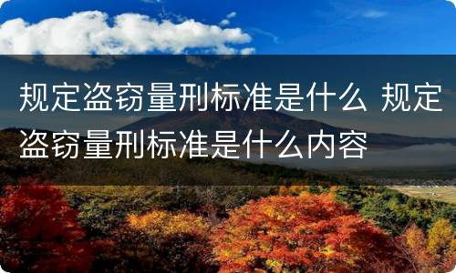 规定盗窃量刑标准是什么 规定盗窃量刑标准是什么内容