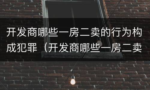 开发商哪些一房二卖的行为构成犯罪（开发商哪些一房二卖的行为构成犯罪案件）