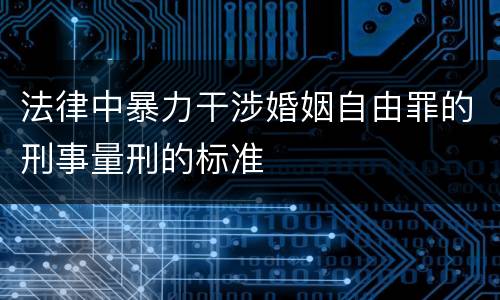 法律中暴力干涉婚姻自由罪的刑事量刑的标准