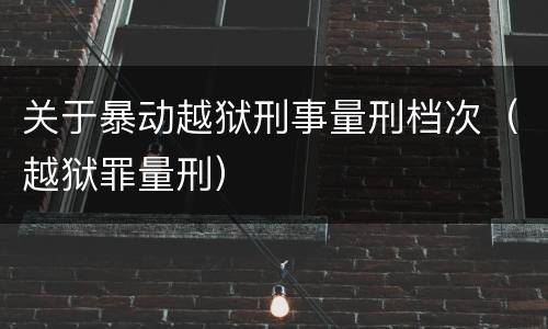 关于暴动越狱刑事量刑档次（越狱罪量刑）