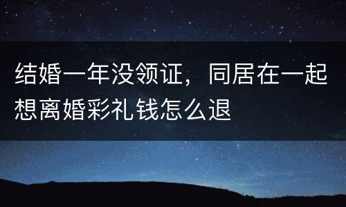 结婚一年没领证，同居在一起想离婚彩礼钱怎么退