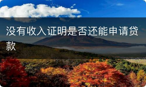 没有收入证明是否还能申请贷款