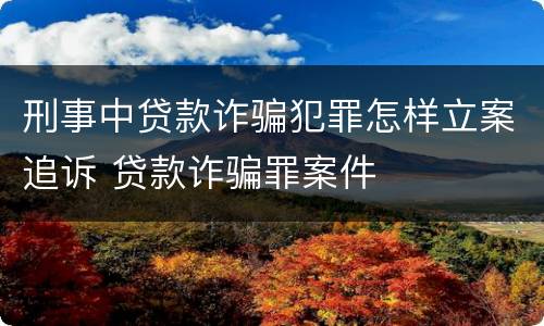 刑事中贷款诈骗犯罪怎样立案追诉 贷款诈骗罪案件