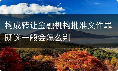 构成转让金融机构批准文件罪既遂一般会怎么判
