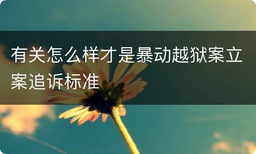 有关怎么样才是暴动越狱案立案追诉标准