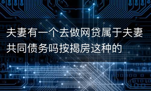 夫妻有一个去做网贷属于夫妻共同债务吗按揭房这种的