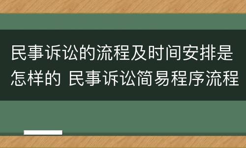 民事诉讼的流程及时间安排是怎样的 民事诉讼简易程序流程时间