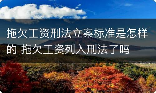 拖欠工资刑法立案标准是怎样的 拖欠工资列入刑法了吗