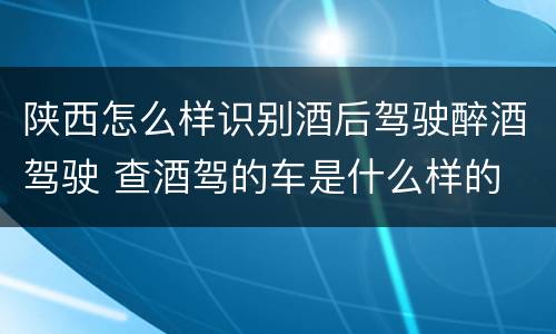 陕西怎么样识别酒后驾驶醉酒驾驶 查酒驾的车是什么样的