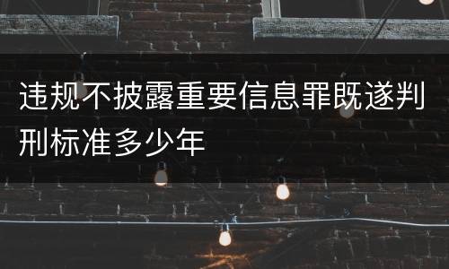 违规不披露重要信息罪既遂判刑标准多少年