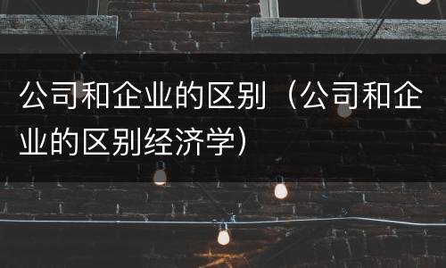 公司和企业的区别（公司和企业的区别经济学）