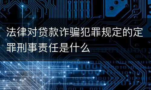 法律对贷款诈骗犯罪规定的定罪刑事责任是什么