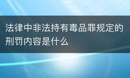 法律中非法持有毒品罪规定的刑罚内容是什么