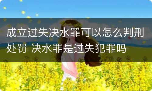 成立过失决水罪可以怎么判刑处罚 决水罪是过失犯罪吗