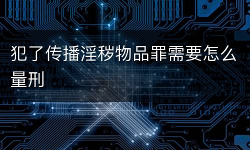 犯了传播淫秽物品罪需要怎么量刑