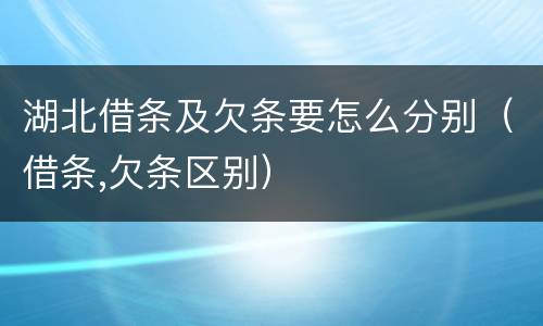 湖北借条及欠条要怎么分别（借条,欠条区别）