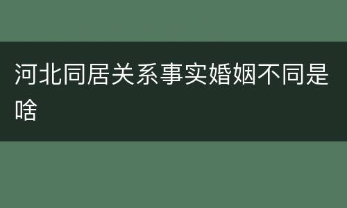 河北同居关系事实婚姻不同是啥