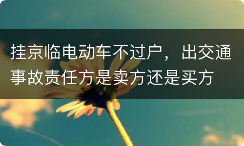 挂京临电动车不过户，出交通事故责任方是卖方还是买方