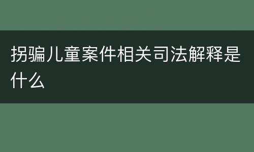 拐骗儿童案件相关司法解释是什么