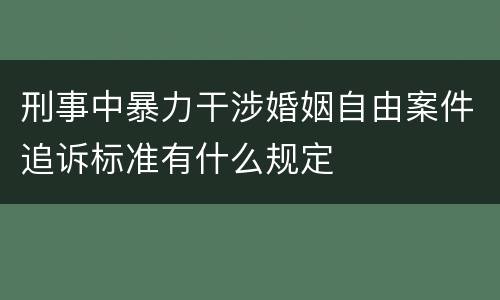 刑事中暴力干涉婚姻自由案件追诉标准有什么规定