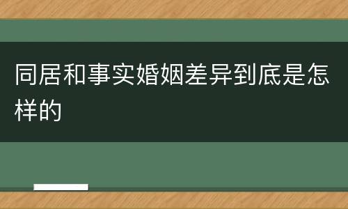 同居和事实婚姻差异到底是怎样的